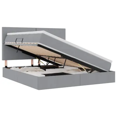 vidaXL Postelja s shranjevanjem Svetlo siva 180 x 200 cm Umjetno usnje