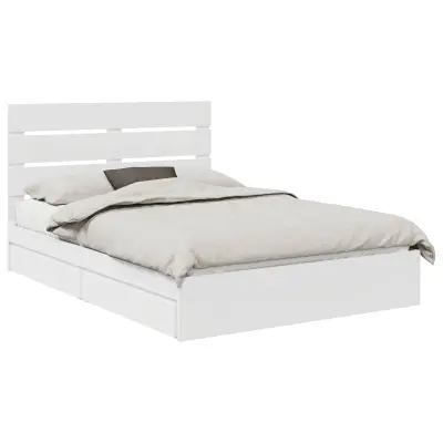 vidaXL Postelja s shranjevanjem Bela 140 x 190 cm Konstruiran les