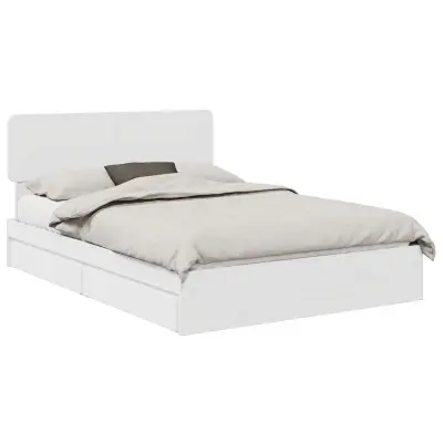 vidaXL Postelja s shranjevanjem Bela 140 x 190 cm Konstruiran les