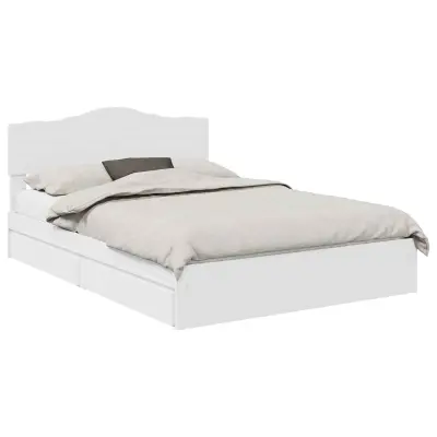 vidaXL Postelja s shranjevanjem Bela 140 x 190 cm Konstruiran les