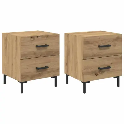 vidaXL Nočna omarica s predalom 2 pcs Umetni hrast 40 x 35 x 47,5 cm
