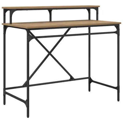 vidaXL Miza Umetni hrast 100 x 50 x 90 cm Konstruiran les