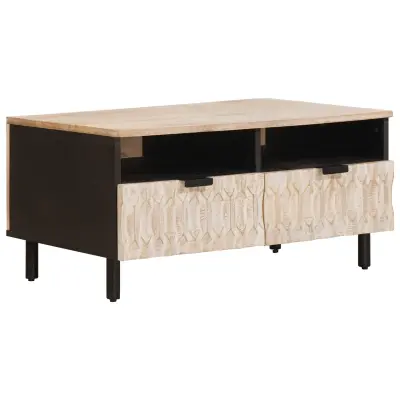 vidaXL Klubska miza s predalom Bela 80 x 54 x 40 cm Masiven les manga