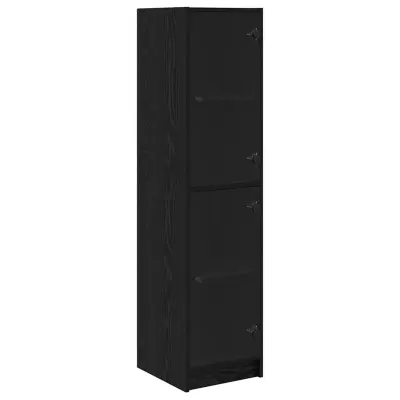 vidaXL Visok predalnik Črna Orehovina 35 x 37 x 142 cm Konstruiran les