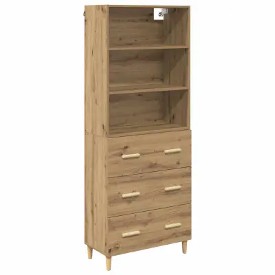 vidaXL Visok predalnik s predalom Umetni hrast 69,5 x 32,5 x 180 cm