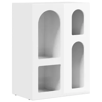 vidaXL Strani šal Visok sijaj bela 59 x 35 x 80.5 cm Konstruiran les