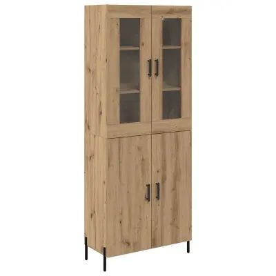 vidaXL Visok predalnik Umetni hrast 69,5 x 34 x 180 cm Konstruiran les