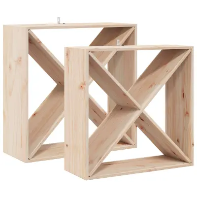 vidaXL Stojalo za vino 2 pcs Naravna 62 x 25 x 62 cm