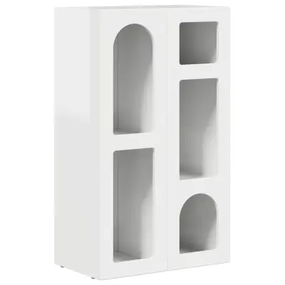 vidaXL Strani šal Visok sijaj bela 59 x 35 x 100,5 cm Konstruiran les