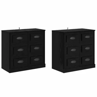 vidaXL Stranske omare 2 pcs Črna Orehovina 70 x 35,5 x 67,5 cm