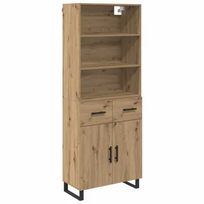 vidaXL Visok predalnik Umetni hrast 69,5 x 34 x 180 cm Konstruiran les