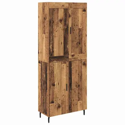 vidaXL Visok predalnik 2 pcs Star les Inženirski les in steklo