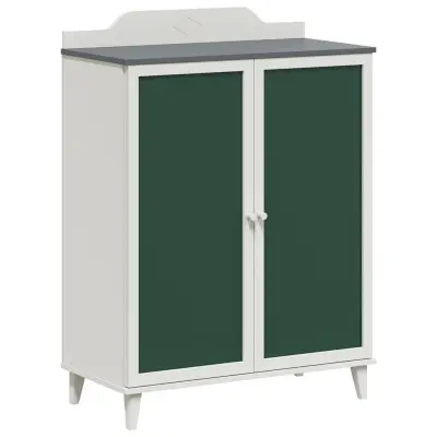 vidaXL Stranski predalnik s tablo Siva in bela 80 x 40 x 110 cm