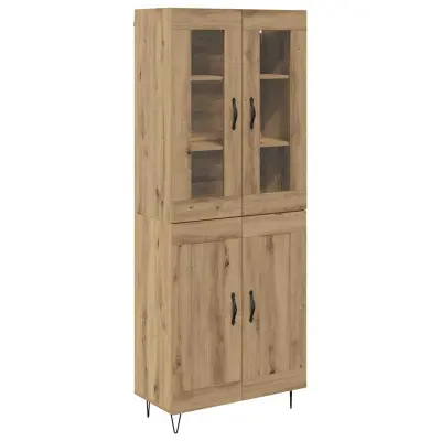 vidaXL Visok predalnik Umetni hrast 69,5 x 34 x 180 cm Konstruiran les