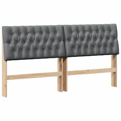 vidaXL Tapecirano vzglavje Temno siva 180 cm Masivno borovo les
