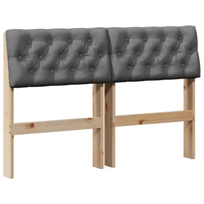 vidaXL Tapecirano vzglavje Temno siva 120 cm Masivno borovo les