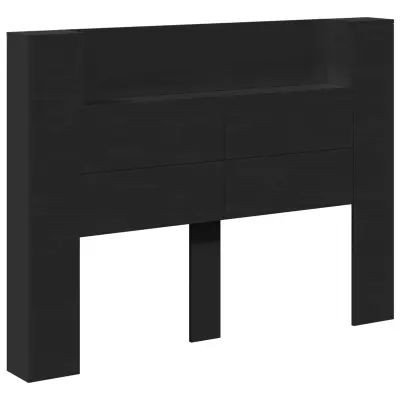 vidaXL Vzglavje z LED lučmi Črna 140 x 16,5 x 103,5 cm Konstruiran les