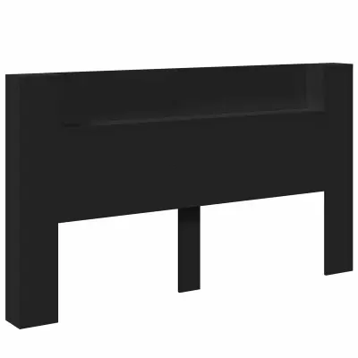 vidaXL Vzglavje z LED lučmi Črna 180 x 16,5 x 103,5 cm Konstruiran les