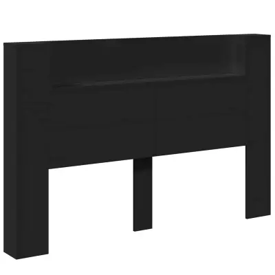 vidaXL Vzglavje z LED lučmi Črna 160 x 16,5 x 103,5 cm Konstruiran les