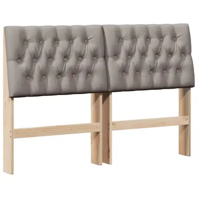 vidaXL Tapecirano vzglavje Taupe 140 cm Masivno borovo les
