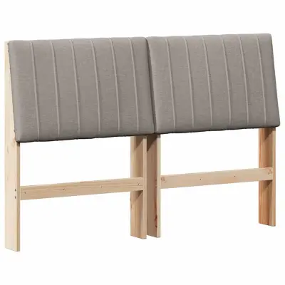 vidaXL Tapecirano vzglavje Taupe 140 cm Masivno borovo les