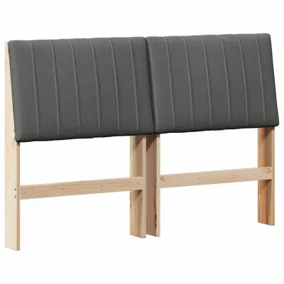 vidaXL Tapecirano vzglavje Temno siva 140 cm Masivno borovo les