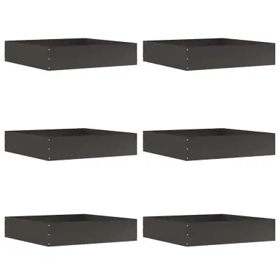 vidaXL Robovi trave 6 pcs Črna 60 x 60 x 13 cm Jeklo