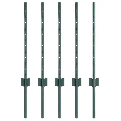vidaXL Steber ograje. 5 pcs Zelena 100 cm Jeklo