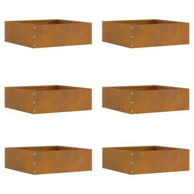 vidaXL Robovi trave 6 pcs Rjav 40 x 40 x 13 cm Vremensko odporno jeklo