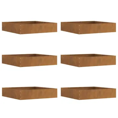 vidaXL Robovi trave 6 pcs Rjav 60 x 60 x 13 cm Vremensko odporno jeklo