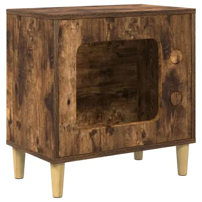 vidaXL Mačja hiša Dimljeni oreh 51 x 30 x 52 cm Konstruiran les