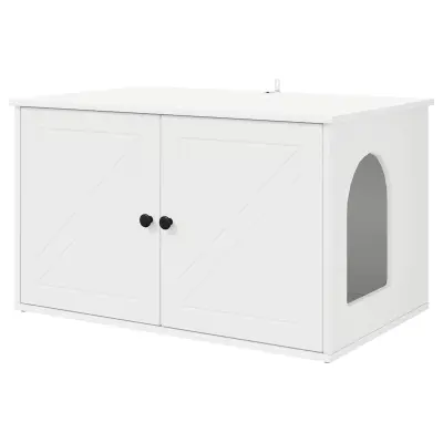 vidaXL Mačja hiša Bela 85 x 55 x 50 cm Konstruiran les