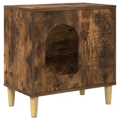 vidaXL Mačja hiša Dimljeni oreh 51 x 30 x 52 cm Konstruiran les