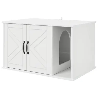 vidaXL Mačja hiša Svetlo Belo 85 x 55 x 50 cm Konstruiran les
