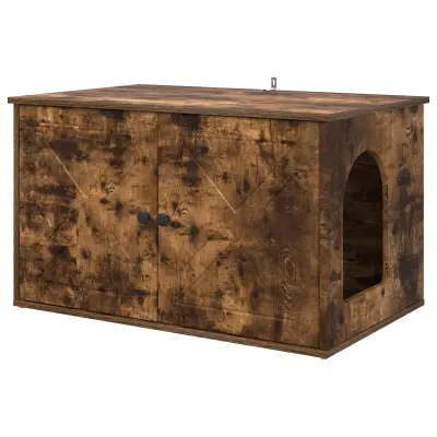 vidaXL Mačja hiša Dimljeni oreh 85 x 55 x 50 cm Konstruiran les