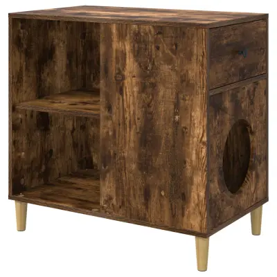 vidaXL Mačja hiša Dimljeni oreh 72 x 42.5 x 70 cm Konstruiran les