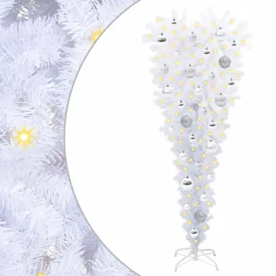 vidaXL Umestno božično drevo med 150 LED Bela 120 cm PVC in jeklo