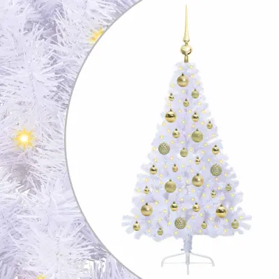 vidaXL Umestno božično drevo med 150 LED Bela 120 cm PVC in jeklo