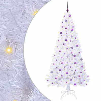 vidaXL Umestno božično drevo med 300 LED Bela 240 cm PVC in jeklo