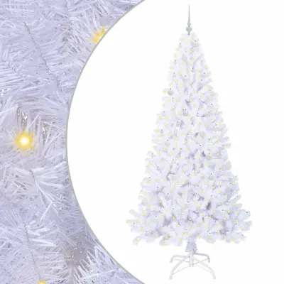 vidaXL Umestno božično drevo med 300 LED Bela 240 cm PVC in jeklo
