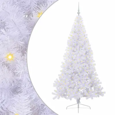 vidaXL Umestno božično drevo med 300 LED Bela 210 cm PVC in jeklo