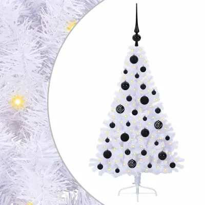 vidaXL Umestno božično drevo med 150 LED Bela 120 cm PVC in jeklo