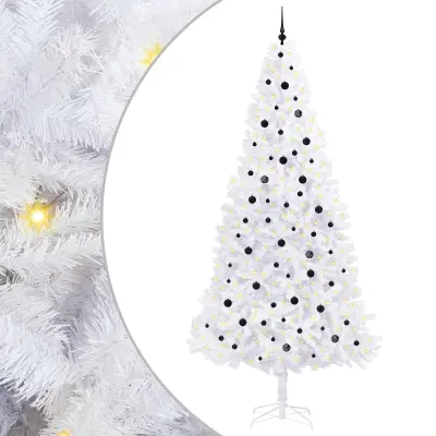 vidaXL Umestno božično drevo med 300 LED Bela 300 cm PVC in jeklo