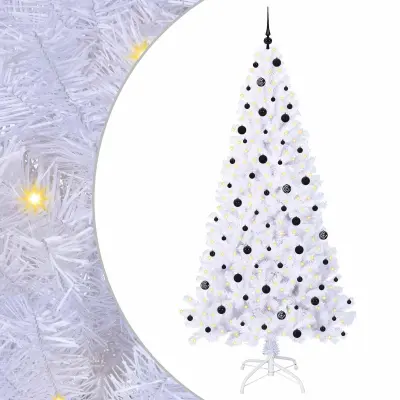 vidaXL Umestno božično drevo med 300 LED Bela 240 cm PVC in jeklo