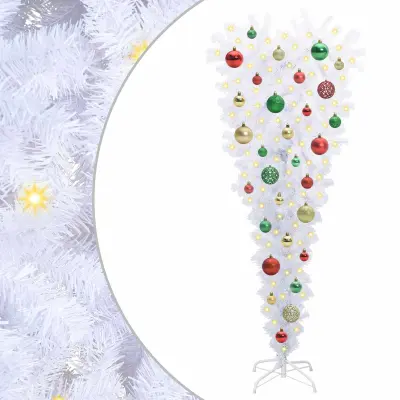 vidaXL Umestno božično drevo med 150 LED Bela 120 cm PVC in jeklo