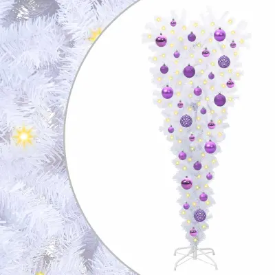vidaXL Umestno božično drevo med 150 LED Bela 120 cm PVC in jeklo
