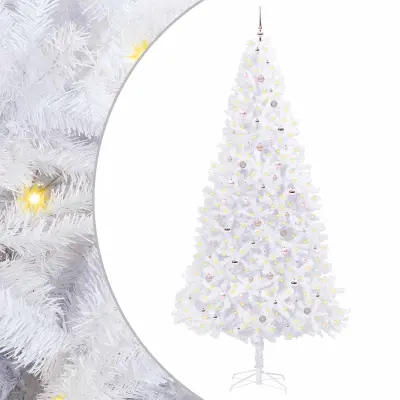 vidaXL Umestno božično drevo med 300 LED Bela 300 cm PVC in jeklo