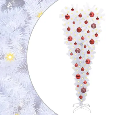 vidaXL Umestno božično drevo med 150 LED Bela 120 cm PVC in jeklo