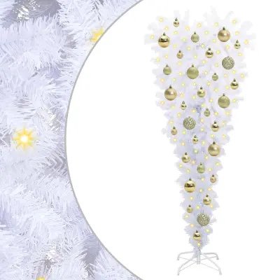 vidaXL Umestno božično drevo med 150 LED Bela 120 cm PVC in jeklo