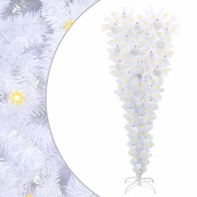 vidaXL Umestno božično drevo med 150 LED Bela 120 cm PVC in jeklo